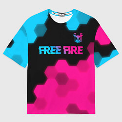 Женская футболка оверсайз Free Fire - neon gradient: символ сверху