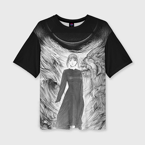 Женская футболка оверсайз Макима гравюра - Человек-бензопила / 3D-принт – фото 1