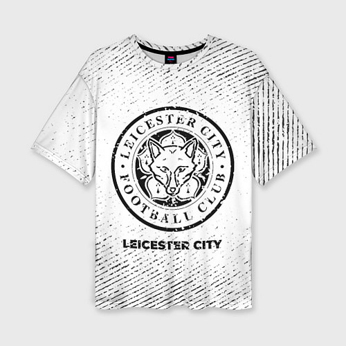 Женская футболка оверсайз Leicester City с потертостями на светлом фоне / 3D-принт – фото 1