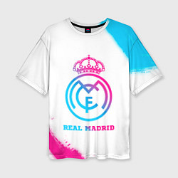 Женская футболка оверсайз Real Madrid neon gradient style