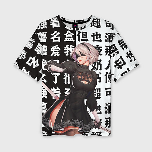 Женская футболка оверсайз 2B с катаной Nier Automata / 3D-принт – фото 1