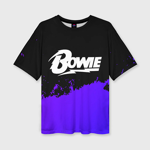 Женская футболка оверсайз David Bowie purple grunge / 3D-принт – фото 1