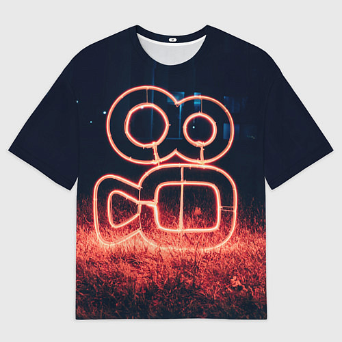 Женская футболка оверсайз Неоновая камера во тьме / 3D-принт – фото 1