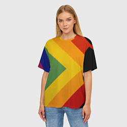 Футболка оверсайз женская Абстрактные геометрические разноцветные треугольны, цвет: 3D-принт — фото 2