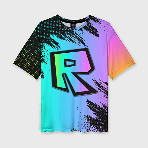 Женская футболка оверсайз Roblox neon logo / 3D-принт – фото 1