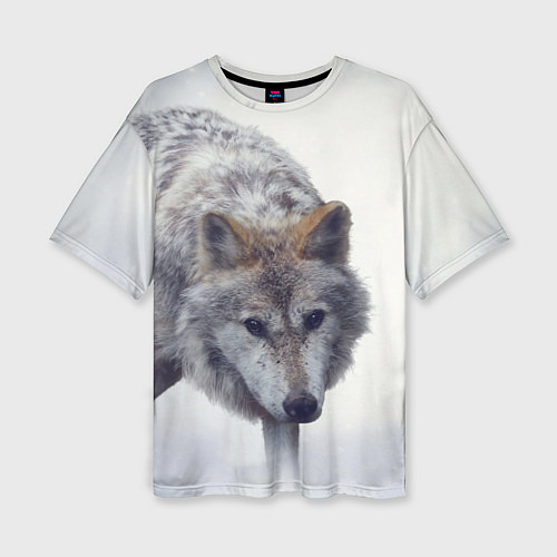 Женская футболка оверсайз Волк зимой / 3D-принт – фото 1