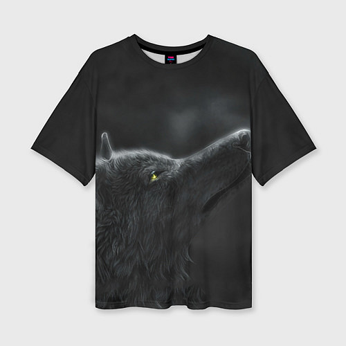 Женская футболка оверсайз Черная волчица / 3D-принт – фото 1