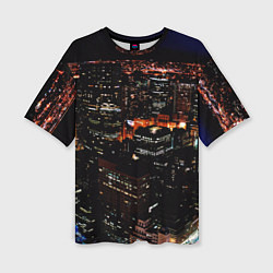 Женская футболка оверсайз Ночной город - вид с высоты