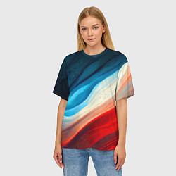 Футболка оверсайз женская Неоновые яркие волны, цвет: 3D-принт — фото 2