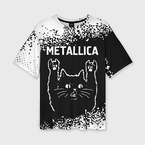 Женская футболка оверсайз Группа Metallica и рок кот / 3D-принт – фото 1