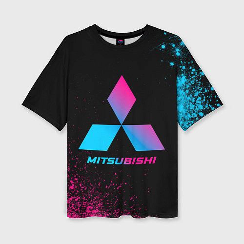 Женская футболка оверсайз Mitsubishi - neon gradient / 3D-принт – фото 1