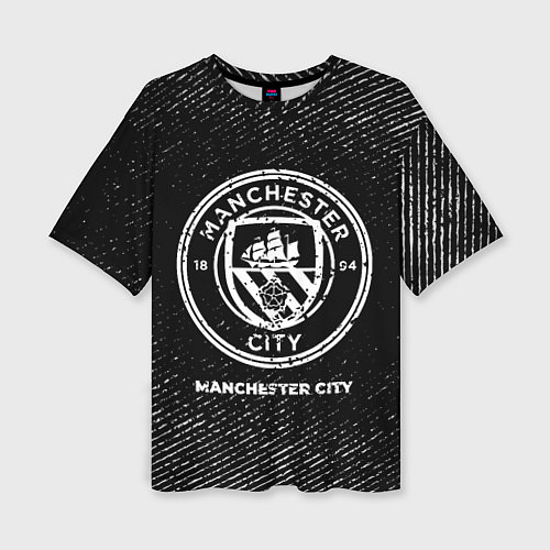 Женская футболка оверсайз Manchester City с потертостями на темном фоне / 3D-принт – фото 1