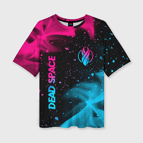 Женская футболка оверсайз Dead Space - neon gradient: символ и надпись верти / 3D-принт – фото 1