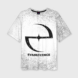 Женская футболка оверсайз Evanescence с потертостями на светлом фоне