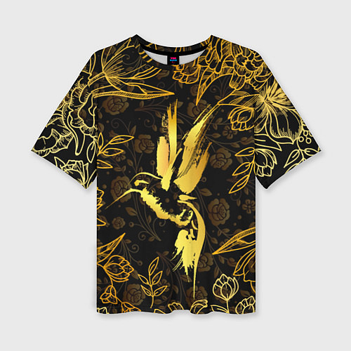Женская футболка оверсайз Золотая колибри / 3D-принт – фото 1