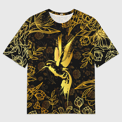 Женская футболка оверсайз Золотая колибри / 3D-принт – фото 1