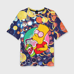 Женская футболка оверсайз Bart Simpson пьёт лимонад