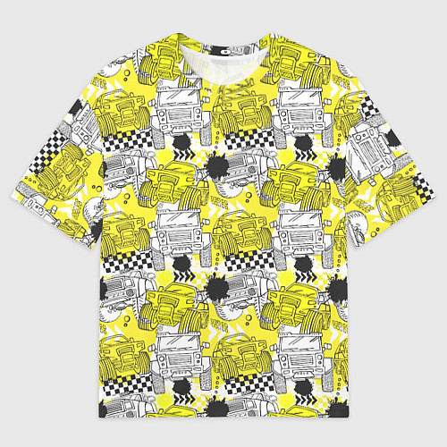 Женская футболка оверсайз Авто и клякса / 3D-принт – фото 1