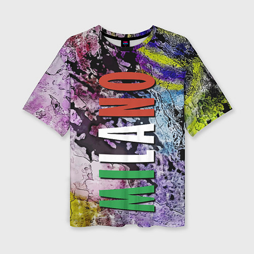 Женская футболка оверсайз Avant-garde color texture - Milano / 3D-принт – фото 1