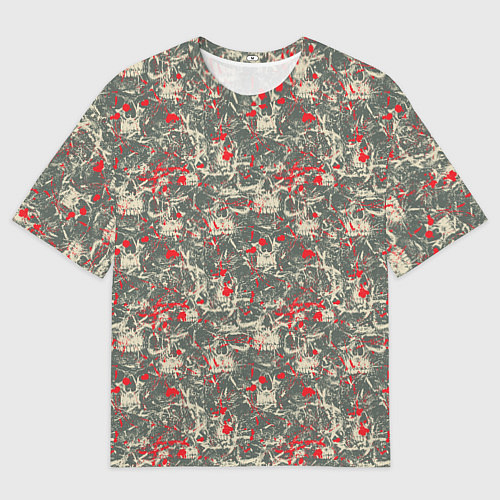 Женская футболка оверсайз Череп и брызги крови / 3D-принт – фото 1