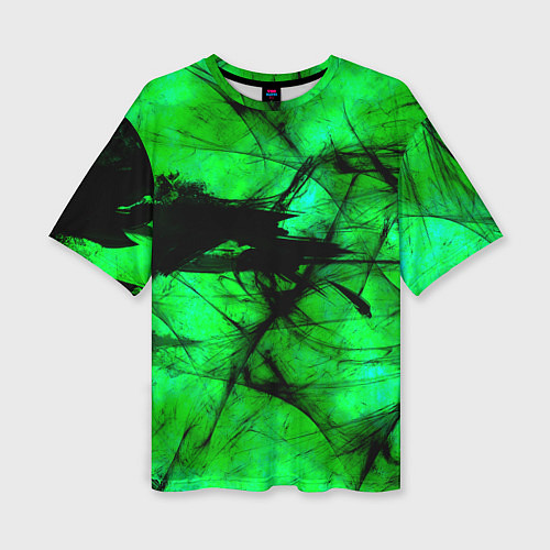 Женская футболка оверсайз Зеленый фантом / 3D-принт – фото 1