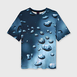 Женская футболка оверсайз Капли воды на матовом стекле - текстура