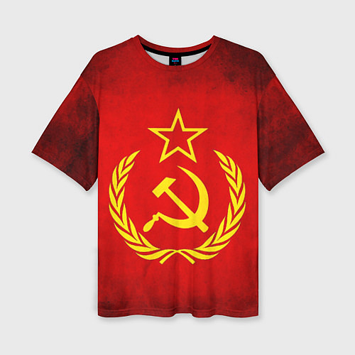 Женская футболка оверсайз СССР - старый флаг / 3D-принт – фото 1