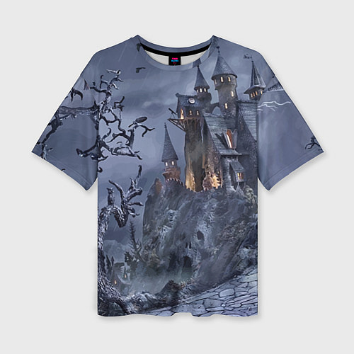 Женская футболка оверсайз Старый заброшенный замок - Halloween / 3D-принт – фото 1