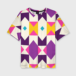 Женская футболка оверсайз Геометрический цветной орнамент