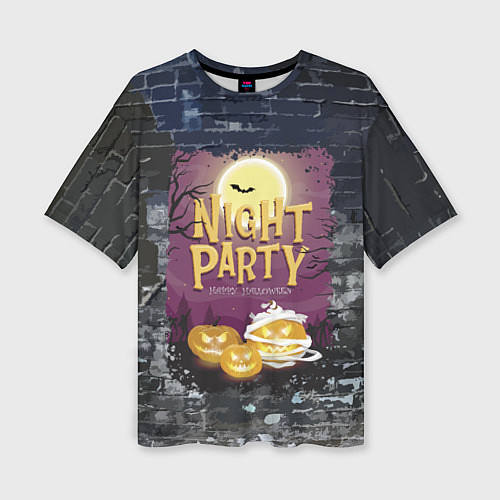 Женская футболка оверсайз Ночная вечеринка - Pumpkin / 3D-принт – фото 1