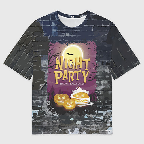 Женская футболка оверсайз Ночная вечеринка - Pumpkin / 3D-принт – фото 1
