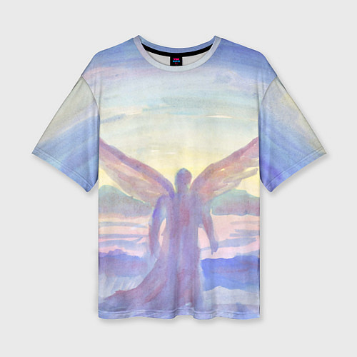 Женская футболка оверсайз Архангел в облаках акварель / 3D-принт – фото 1