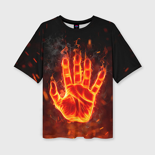Женская футболка оверсайз Рука в огне / 3D-принт – фото 1
