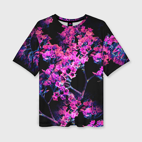 Женская футболка оверсайз Цветочки арт / 3D-принт – фото 1
