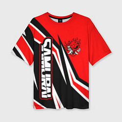 Женская футболка оверсайз Samurai - Киберпанк 2077 - Красный спорт