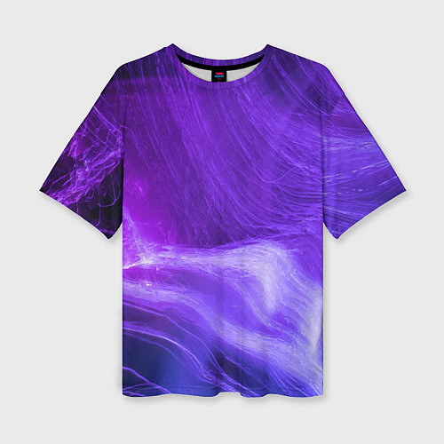 Женская футболка оверсайз Неоновые волны / 3D-принт – фото 1