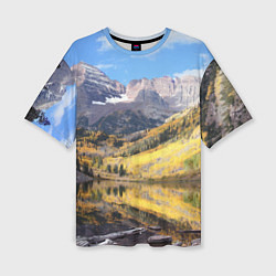 Женская футболка оверсайз Красивая река между гор