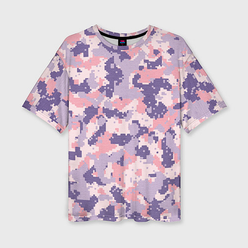 Женская футболка оверсайз Цифровой камуфляж - сине-фиолетовый / 3D-принт – фото 1