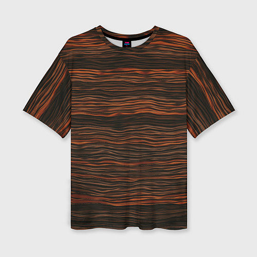 Женская футболка оверсайз Оранжевые абстрактные волны материи / 3D-принт – фото 1