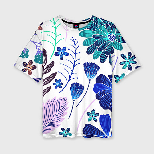 Женская футболка оверсайз Графичная растительная композиция / 3D-принт – фото 1