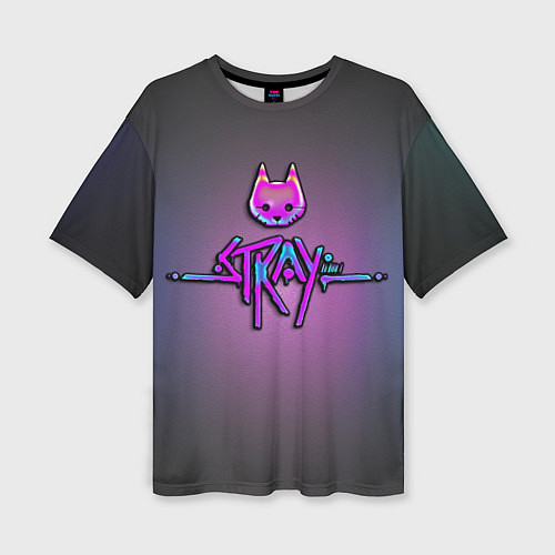 Женская футболка оверсайз Stray logo neon / 3D-принт – фото 1