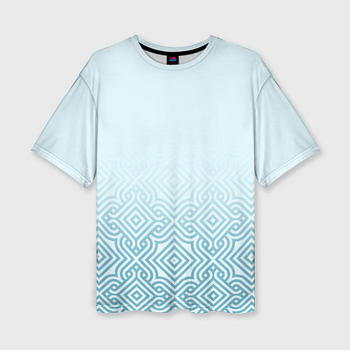 Женская футболка оверсайз Светло-голубые узоры / 3D-принт – фото 1