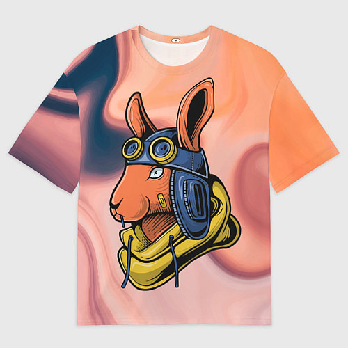 Женская футболка оверсайз Заяц-пилот / 3D-принт – фото 1