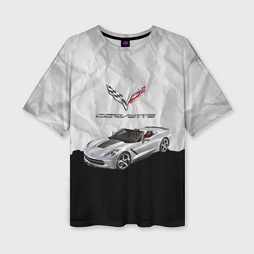 Женская футболка оверсайз Chevrolet Corvette - motorsport / 3D-принт – фото 1