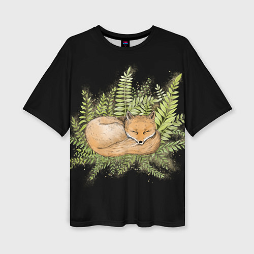 Женская футболка оверсайз Спящий лисёнок / 3D-принт – фото 1