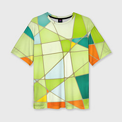 Женская футболка оверсайз Абстрактный салатовый стеклянный паттерн