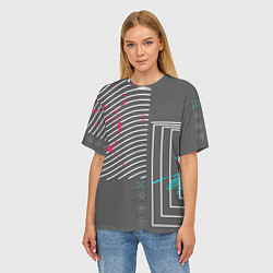 Футболка оверсайз женская Контурные формы, цвет: 3D-принт — фото 2