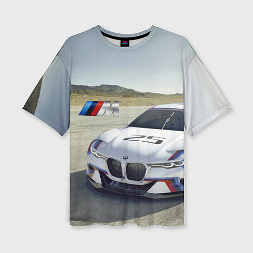 Женская футболка оверсайз Спортивная бэха на гоночной трассе / 3D-принт – фото 1