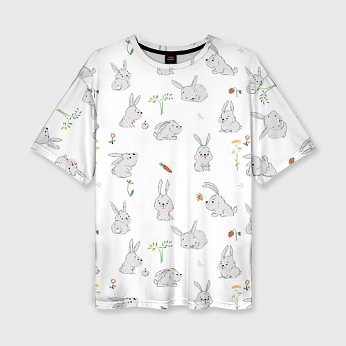 Женская футболка оверсайз Кролики разные / 3D-принт – фото 1