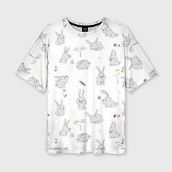 Женская футболка оверсайз Кролики разные